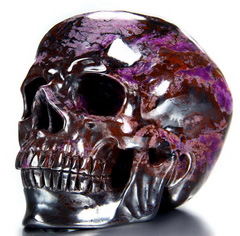 Gemstone 3.9" Sugilite Carved Crystal Skull, Super Realistic