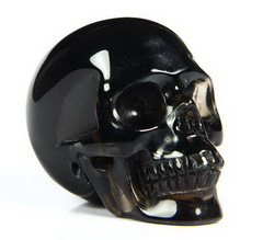 Superior Quality 1.5" Smokey/Smoky Quartz Rock Crystal Carved Crystal Skull, Realistic