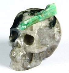Gemstone 2.2" Emerald Carved Crystal Skull