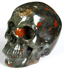 Huge 5.4" African Bloodstone Carved Crystal Skull, Super Realistic