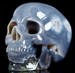 Unique Geode Huge 5.9" Agate Carved Crystal Skull