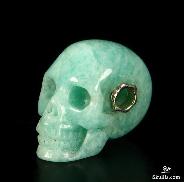 Gemstone 1.1" Russian Amazonite Carved Crystal Skull Pendant with Sterling Silver