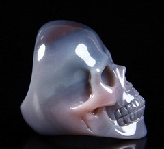 Fine Gemstone Size 11 Mozambique Agate Carved Crystal Skull Ring #4702393
