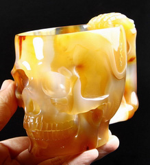 AMAZING Gemstone Huge 5.2" Carnelian Carved Crystal Skull Coffee Mug, Crystal Cup