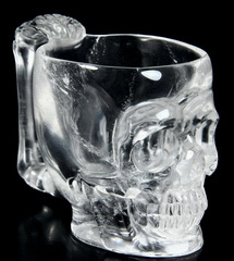 Amazing Clear Huge 5.1" Quartz Rock Crystal Carved Crystal Skull Coffee Mug, Cup, 6.3 OZ Crystal Healing