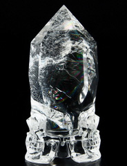 Clear Huge 4.9" Quartz Rock Crystal Carved Crystal Double Skulls Sculpture