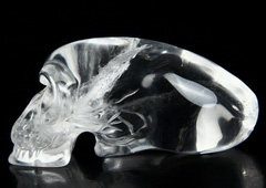 Clear 3.3" Quartz Rock Crystal Carved Elongated Mayan Alien Crystal Skull