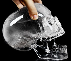 Lifesized 7.8" Quartz Rock Crystal Carved Mitchell-Hedges Crystal Skull Replica, Skull of Doom