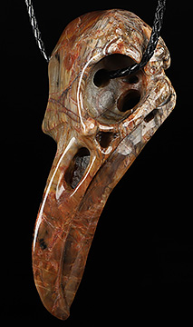 4.8" Dinosaur Egg Agate Carved Crystal Skull, Raven