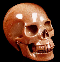 5.2" Gold Sand Stone Carved Crystal Skull, Realistic