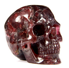 Gemstone 2.3" Garnet Carved Crystal Skull, Super Realistic