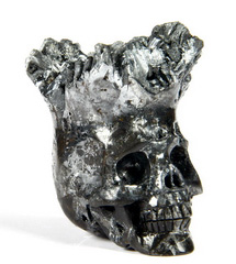 Mineral Specimen 1.6" Stibnite Carved Crystal Skull