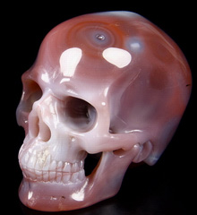 Fine Gemstone 3.7" Mozambique Agate Carved Crystal Skull, Super Realistic #4702700