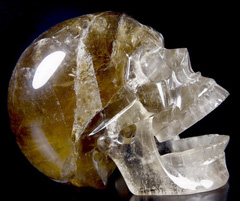 Lifesized 6.8" Smokey/Smoky Quartz Rock Crystal Carved Crystal Singing Skull
