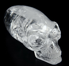 Huge 3.9" Quartz Rock Crystal Carved Elongated Mayan Alien Crystal Skull