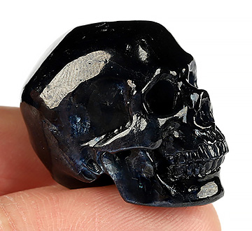 Amazing Gemstone 1.1" Sapphire Carved Crystal Skull, Super Realistic