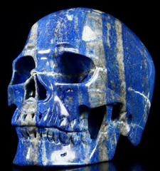Gemstone Huge 6.3" Lapis Lazuli Carved Crystal Skull, Super Realistic