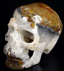 RERE Lifesized 7.3" Empire Red Agate Carved Crystal Skull,Super Realistic, GEODE
