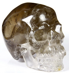 Huge 5.1" Smokey/Smoky Quartz Rock Crystal Carved Crystal Skull, Super Realistic