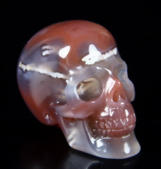 Fine Gemstone 1.5" Mozambique Agate Carved Crystal Skull, Realistic #4702924