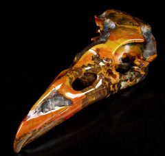 Huge 4.8" Empire Red Agate Carved Crystal Raven Skull, Crystal Healing