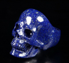 Gemstone Lapis Lazuli Carved Crystal Skull Ring