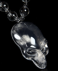 Milky Quartz Carved Crystal Skull Pendant with Quartz Rock Crystal Necklace