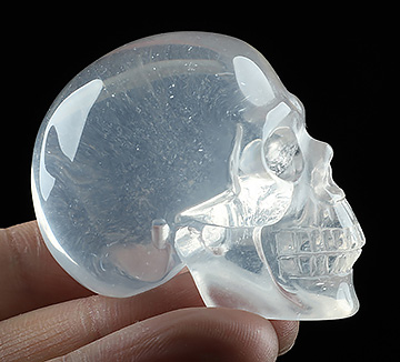 Gemstone 1.9" Milky Quartz Carved Crystal Skull, Realistic