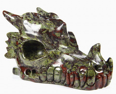 Huge 4.9" Dragon Blood Jasper Carved Crystal Dragpn Skull