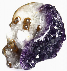 Huge 5.7" Amethyst Druse Carved Crystal Skull