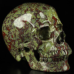 Gemstone Huge 5.2" Dragon Blood Jasper Carved Crystal Skull, Super Realistic