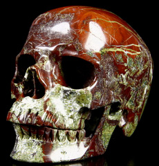 Gemstone Huge 5.1" Dragon Blood Jasper Carved Crystal Skull, Super Realistic