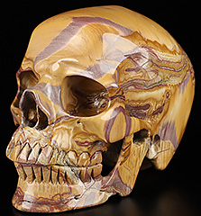 Nice Huge 5.0" Polychrome Jasper Carved Crystal Skull, Super Realistic