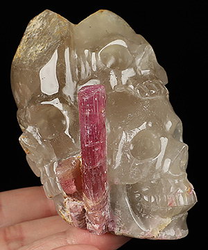 3.3" Tourmaline Carved Crystal Skulls Sculpture