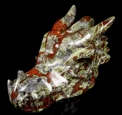 Gemstone Huge 5.4" Dragon Blood Jasper Carved Crystal Dragpn Skull