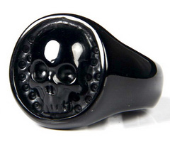 Size 11, Black Obsidian Carved Crystal Skull Ring