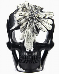 Nice Huge 5.7" Chrysanthemum Stone Carved Crystal Skull