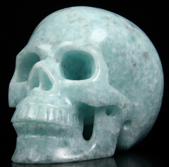 Huge 5.2" Celestite Carved Crystal Skull, Realistic