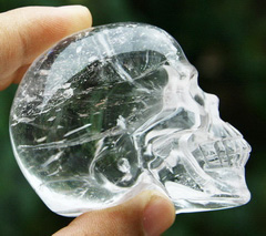 Clear 2.7" Quartz Rock Crystal Carved Crystal Skull, Realistic