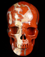 Nice Gemstone Huge 5.2" Red Jasper Carved Crystal Skull, Super Realistic