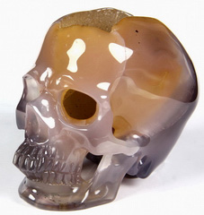 Unique 3.2" Agate Geode Carved Crystal Skull, Super Realistic