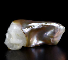 1.1" Pearl Carved Crystal Skull