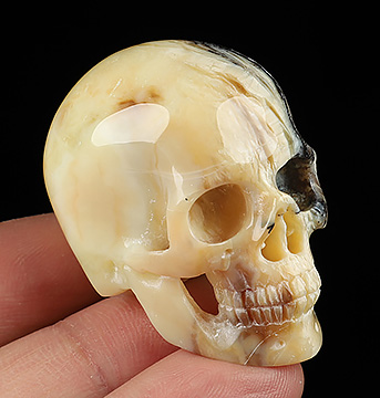 Gemstone 1.6" Cat's Eye Opal Carved Crystal Skull, Super Realistic