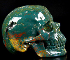 Huge 5.2" Bloodstone Carved Crystal Skull, Super Realistic