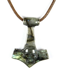 Labradorite Carved Crystal Skull Pendant with Sterling Silver