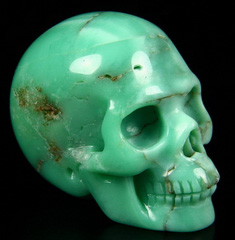 Gemstone 1.5" Chrysoprase Carved Crystal Skull, Realistic