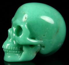 Gemstone 1.5" Chrysoprase Carved Crystal Skull, Realistic