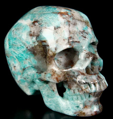 Huge 4.8" Amazonite Carved Crystal Skull,Super Realistic
