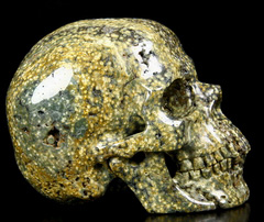 Nice Gemstone Huge 5.1" Ocean Jasper Carved Crystal Skull,Super Realistic