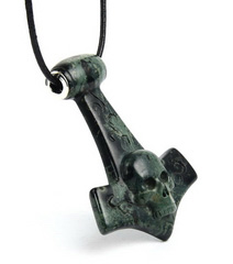Kambaba Jasper & 925 Sterling Silver Carved Crystal Skull Pendant with 925 Sterling Silver